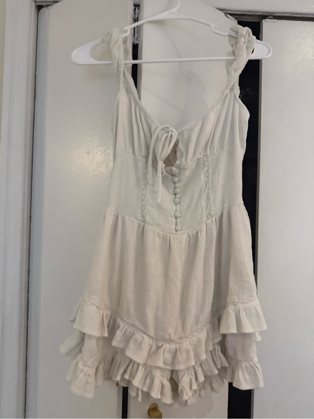 Urban Outfitters Cream Ruffled Mini Dress